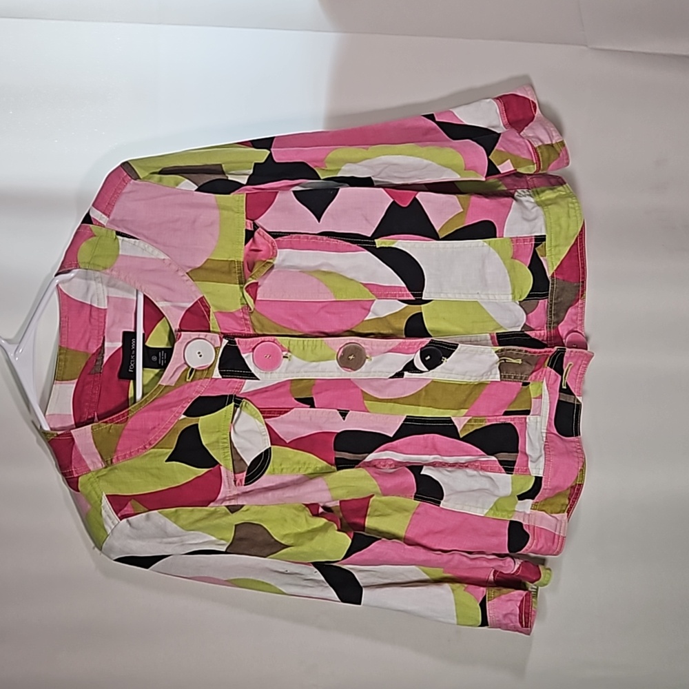 Focus 200 Linen Lightweight  Abstract  Jacket Sz 10